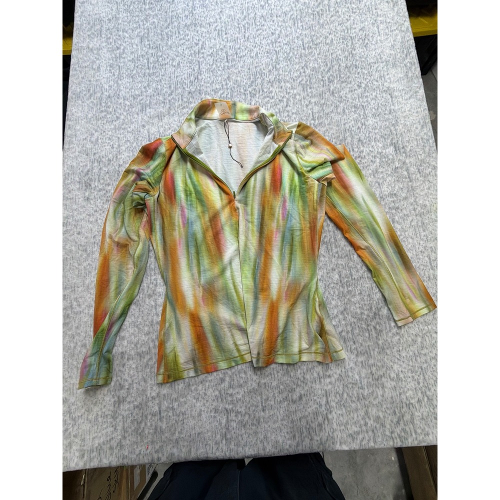 Calia Womens Small 1/4 Zip Long Sleeve Athletic Top Multi Color Abstract Striped